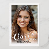 銀実在箔2023年のスクリプトフォトClass 箔招待状 (正面)