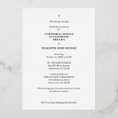 銀実在葬白黒写真追悼 箔招待状 (裏面)