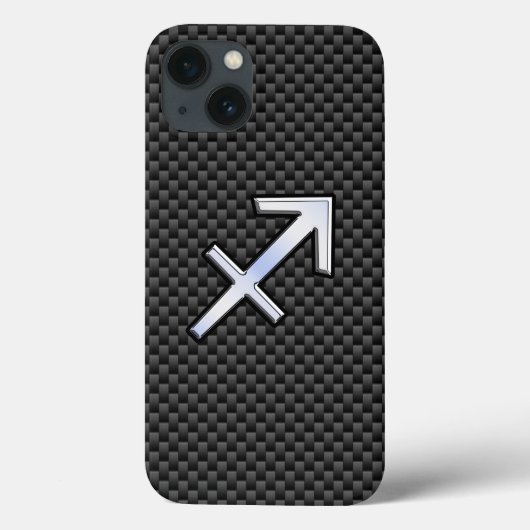 銀射手座〔占星術の〕十二宮図標識炭素繊維プリント Case-Mate iPhoneケース (裏面)