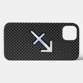 銀射手座〔占星術の〕十二宮図標識炭素繊維プリント Case-Mate iPhoneケース (裏面 (横))