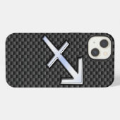 銀射手座〔占星術の〕十二宮図標識炭素繊維プリント iPhoneケース (裏面横)