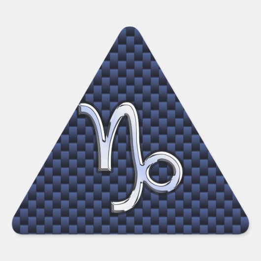 銀山羊座〔占星術の〕十二宮図サインブルーカーボンスタイル 三角形シール (正面)