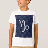 銀山羊座〔占星術の〕十二宮図サインブルーカーボンスタイル Tシャツ (正面)