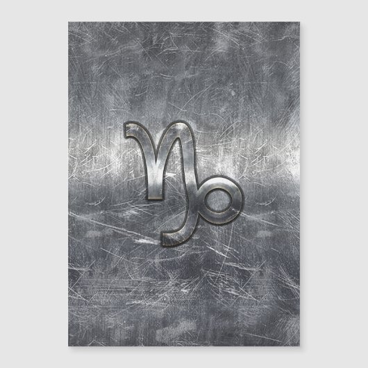 銀山羊座〔占星術の〕十二宮図シンボル鋼スタイル (正面)