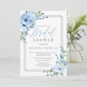 銀幾何学青フローラ素朴ブライダル 招待状 (スタンド正面)