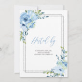 銀幾何学青フローラ素朴ブライダル 招待状 (裏面)