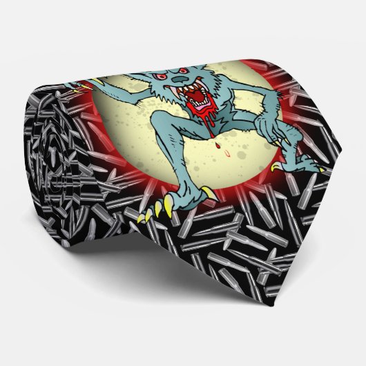 銀弾、グレー人狼フルムーンハロウィーン ネクタイ (ロール)