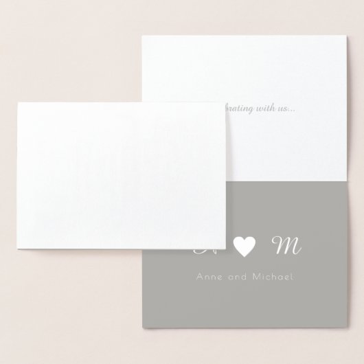 銀感謝していのモノグラムの結婚箔 箔カード (ディスプレー)