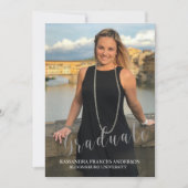 銀文字で卒業、写真卒業 招待状 (正面)