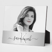 銀文字のモノグラム写真 フォトプラーク (側面)