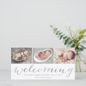 銀文字を歓迎 | 誕生発表 案内状 (スタンド正面)