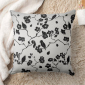 銀文鳥とさくらんぼ花に黒 クッション (ブランケット)