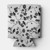 銀文鳥とさくらんぼ花に黒 缶クーラー (裏面)