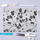 銀文鳥とさくらんぼ花に黒 薄葉紙 (クラフト)