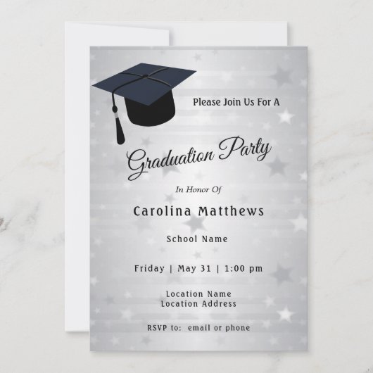 銀星キャップ卒業 招待状 (正面)