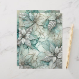 銀曇りアルコールインクポインセチアのスクラップブック