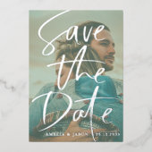 銀書道の写真実在を保存 箔招待状 (正面)