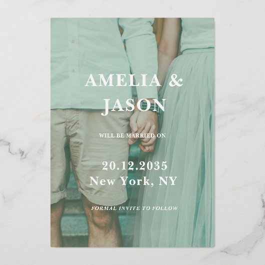 銀書道の写真実在を保存 箔招待状 (裏面)