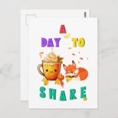 銀杏と樺の植物学を共有する日 ~ 感謝祭のフォックス ポストカード (正面/裏面)