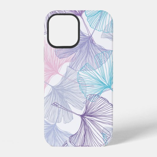 銀杏のシームレス背景パターン。紫色 iPhoneケース (裏面)