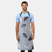 銀杏の優雅さ:ヴィンテージ灰色の秋 エプロン (着用した状態)