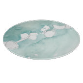 銀杏の埃っぽいティール(緑がかった色) – 白 カッティングボード (角)