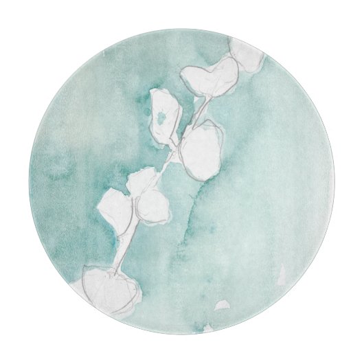 銀杏の埃っぽいティール(緑がかった色) – 白 カッティングボード (正面)