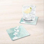 銀杏の埃っぽいティール(緑がかった色) – 白 スクエアペーパーコースター (インサイチュ)