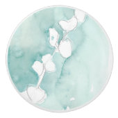 銀杏の埃っぽいティール（緑がかった色） – 白 セラミックノブ (正面)