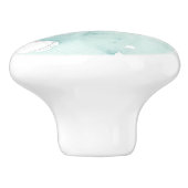 銀杏の埃っぽいティール（緑がかった色） – 白 セラミックノブ (側面)