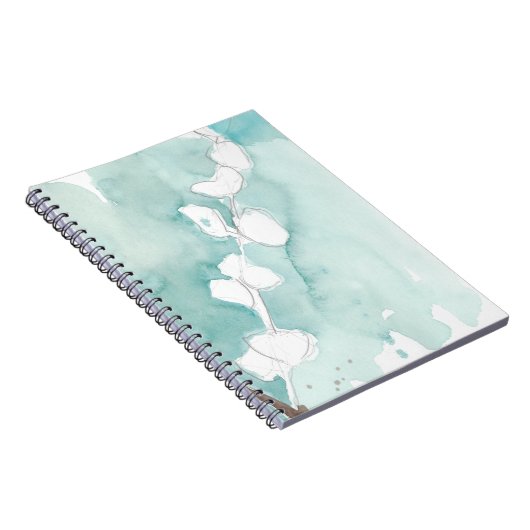 銀杏の埃っぽいティール(緑がかった色) – 白 ノートブック (右側)