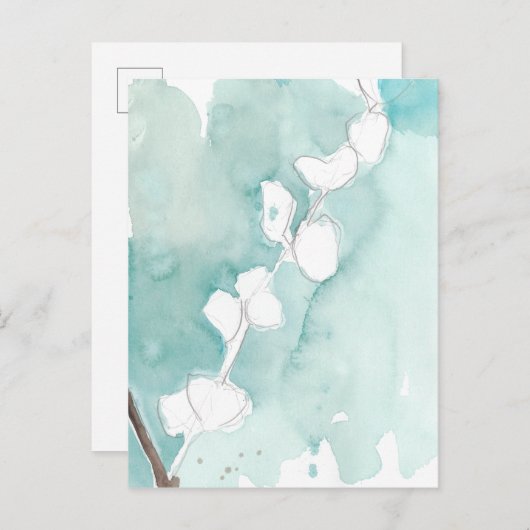 銀杏の埃っぽいティール(緑がかった色) – 白 ポストカード (正面/裏面)