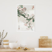 銀杏の壁画のフクロウ - 穏やかでビンテージの植物画 ポスター (キッチン)