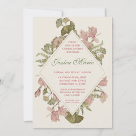 銀杏の水色フローラブライダルシャワー 招待状