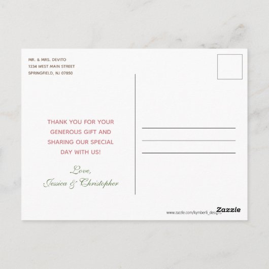 銀杏の水色フローラ結婚の皆様 ポストカード (裏面)