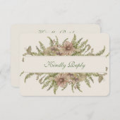 銀杏の水色フローラ結婚式RSVP 出欠カード (正面/裏面)