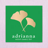 銀杏の葉の金ゴールド緑 スクエア名刺