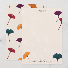 銀杏の葉柄水彩秋紅葉 サンキューカード