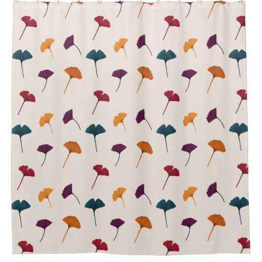 銀杏の葉柄水彩秋紅葉 シャワーカーテン (正面)