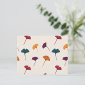 銀杏の葉柄水彩秋紅葉 シーズンポストカード (スタンド正面)