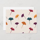 銀杏の葉柄水彩秋紅葉 シーズンポストカード (正面/裏面)