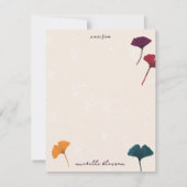 銀杏の葉柄水彩秋紅葉 ノートカード (正面)