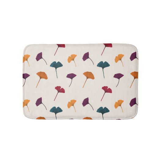 銀杏の葉柄水彩秋紅葉 バスマット (正面)