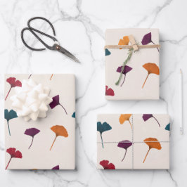 銀杏の葉柄水彩秋紅葉 ラッピングペーパーシート