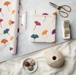 銀杏の葉柄水彩秋紅葉 ラッピングペーパー