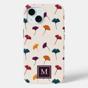 銀杏の葉柄水彩秋紅葉 iPhone 15ケース