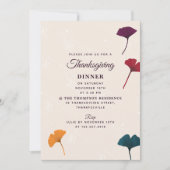 銀杏の葉水彩秋秋の感謝祭 招待状 (正面)