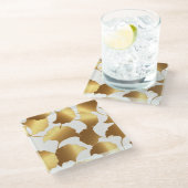 銀杏ゴールド: ラグジュアリー ヴィンテージ デザイン ガラスコースター (アングル)