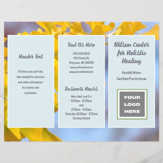 銀杏ビジネスロゴ折り畳みパンフレット チラシ (正面)