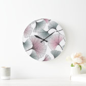 銀杏ビロバ手描き。 ラージ壁時計 (ホーム)